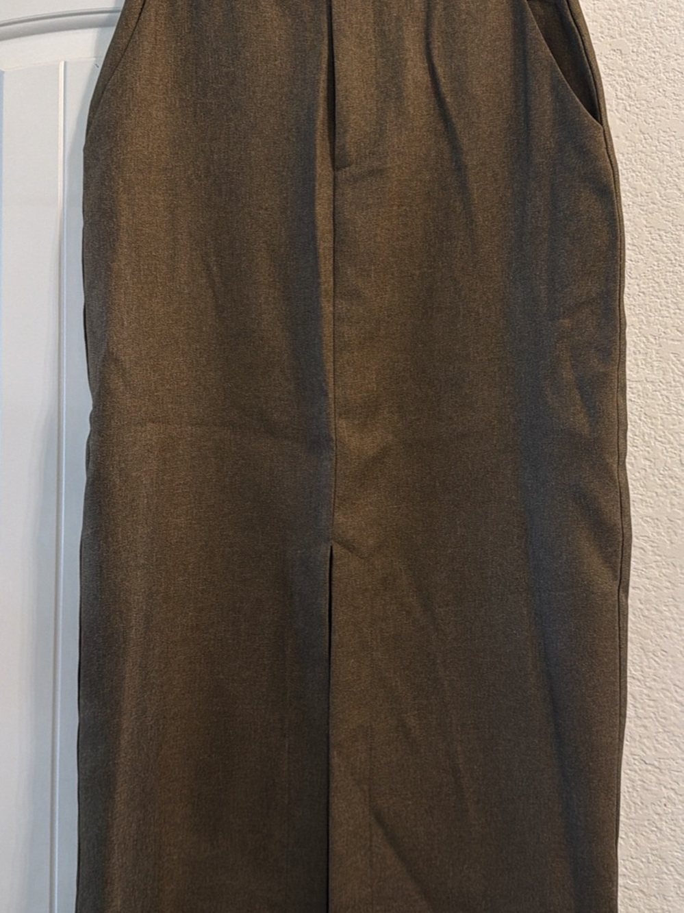 12th Tribe Tory Mocha Twill Midi Skirt, Sz L